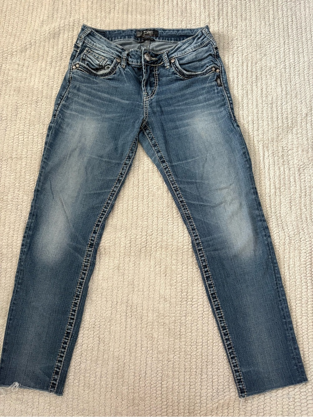 Silver Jeans Women's Washed Blue Boyfriend Jeans